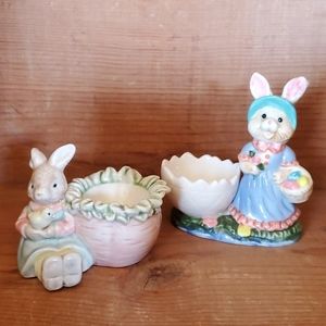 2 Easter Egg Cups with Bunny Rabbits
